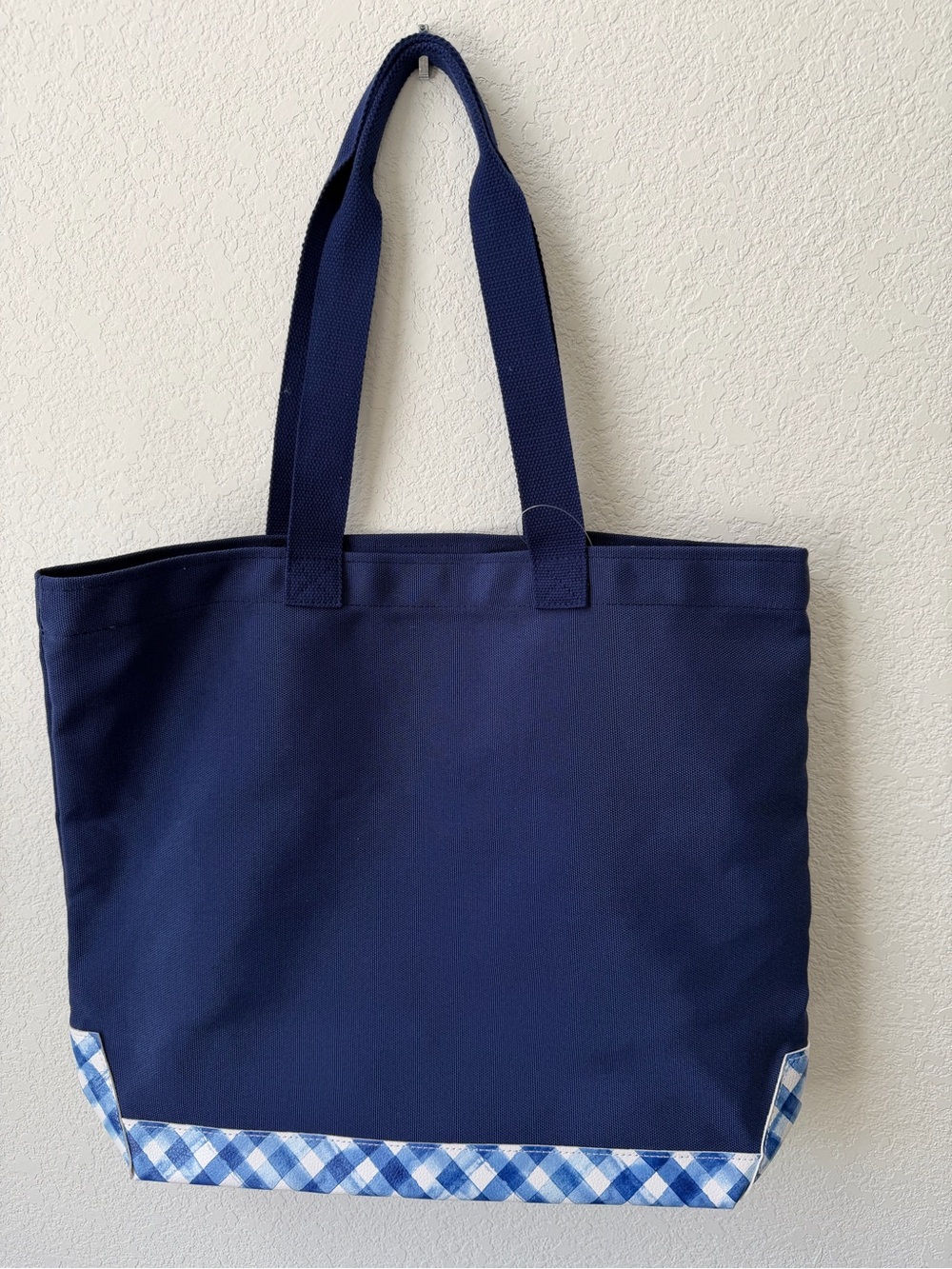 Bath & Body Works Navy Blue Gingham Trim Tote - Picture 6 of 7